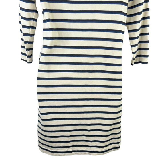 Marine Layer Gigi Long Sleeve Crew Neck Dress Small Ivory Navy Black W/Pockets - Picture 7 of 12